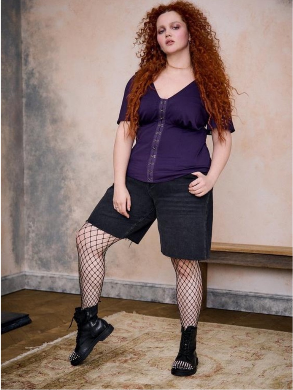 Torrid Nightfall Flutter Sleeve Corset Top Size 00 Blackberry Cordial Purple NWT - Picture 7 of 11